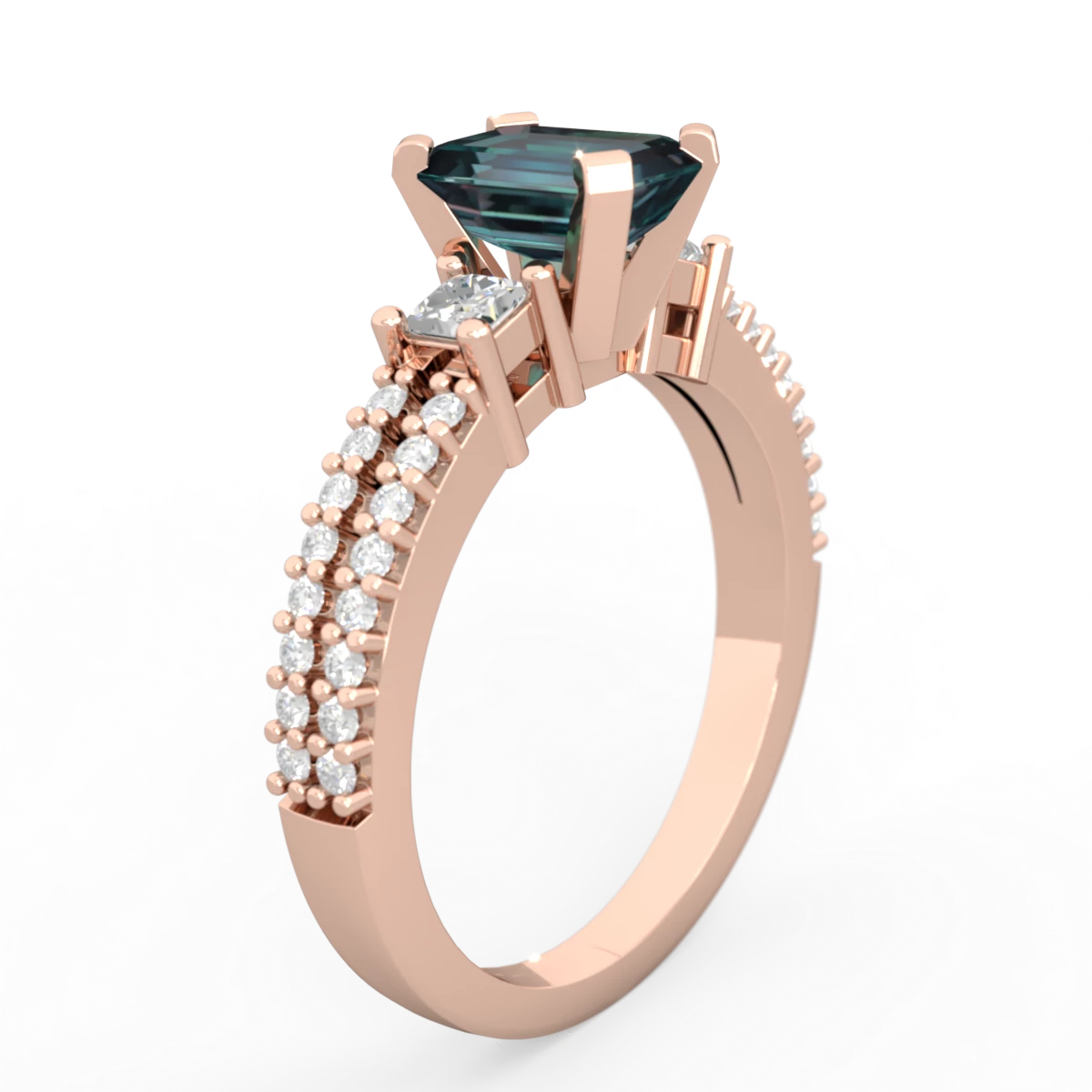 Alexandrite Classic 7X5mm Emerald-Cut Engagement 14K Rose Gold ring R26437EM