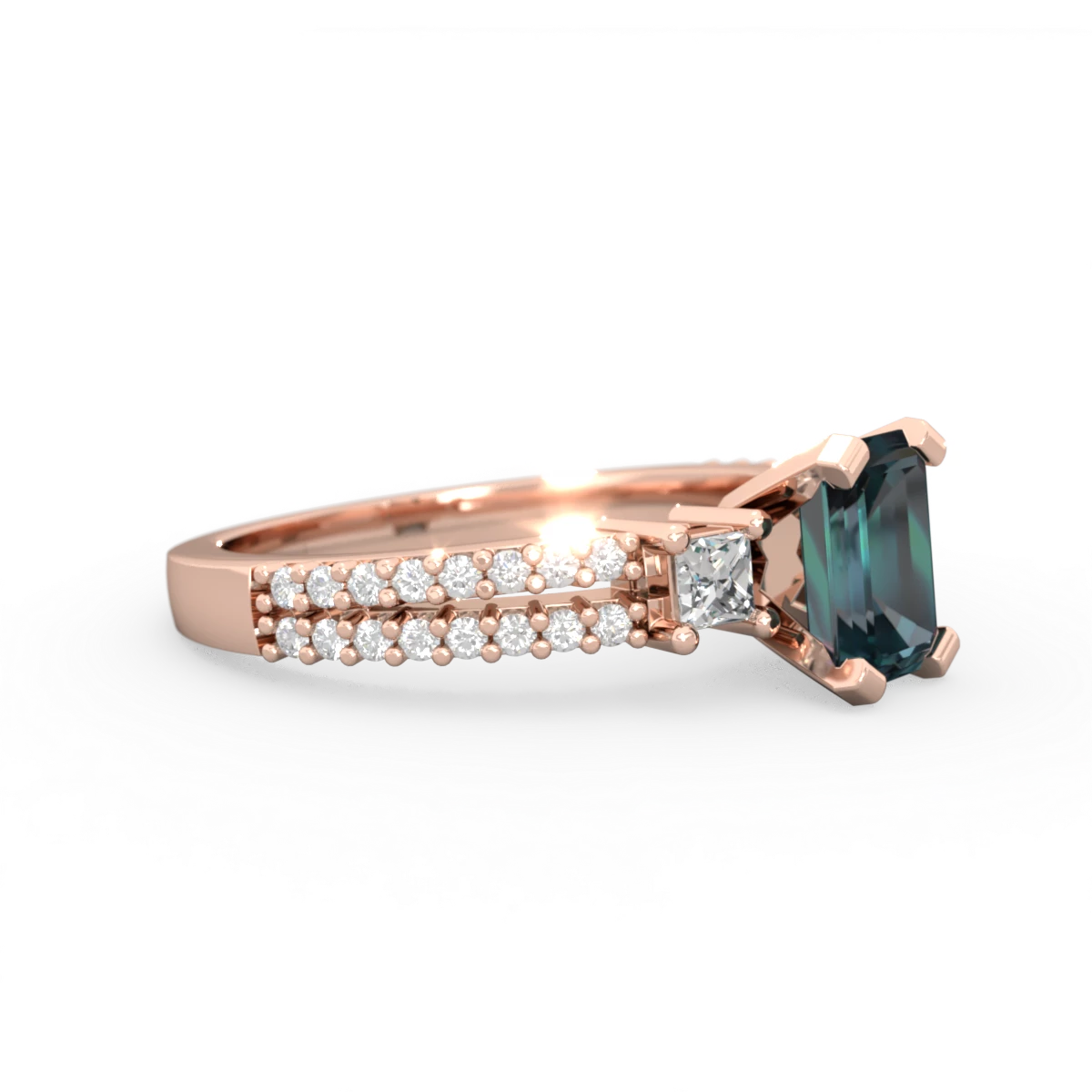 Alexandrite Classic 7X5mm Emerald-Cut Engagement 14K Rose Gold ring R26437EM