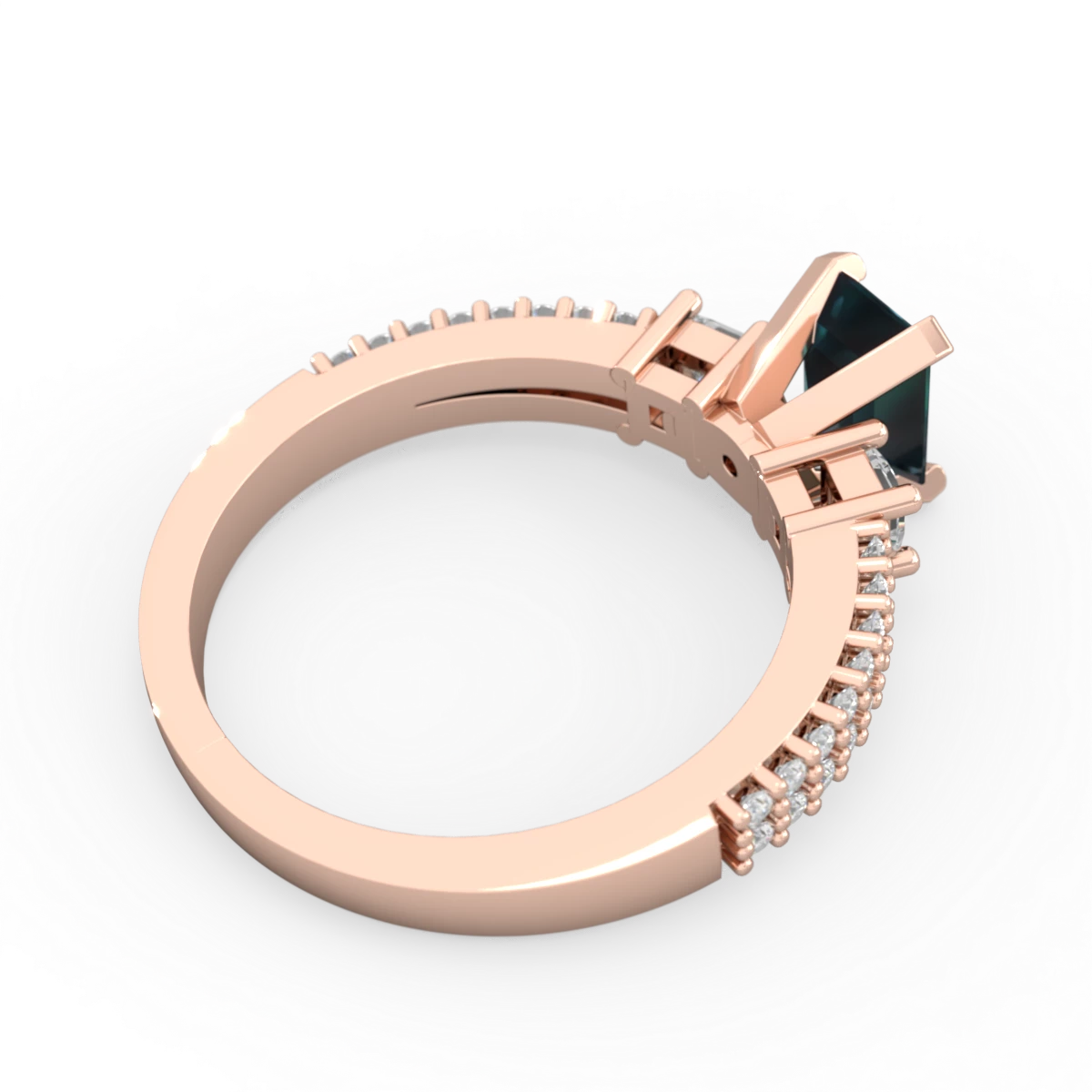 Alexandrite Classic 7X5mm Emerald-Cut Engagement 14K Rose Gold ring R26437EM