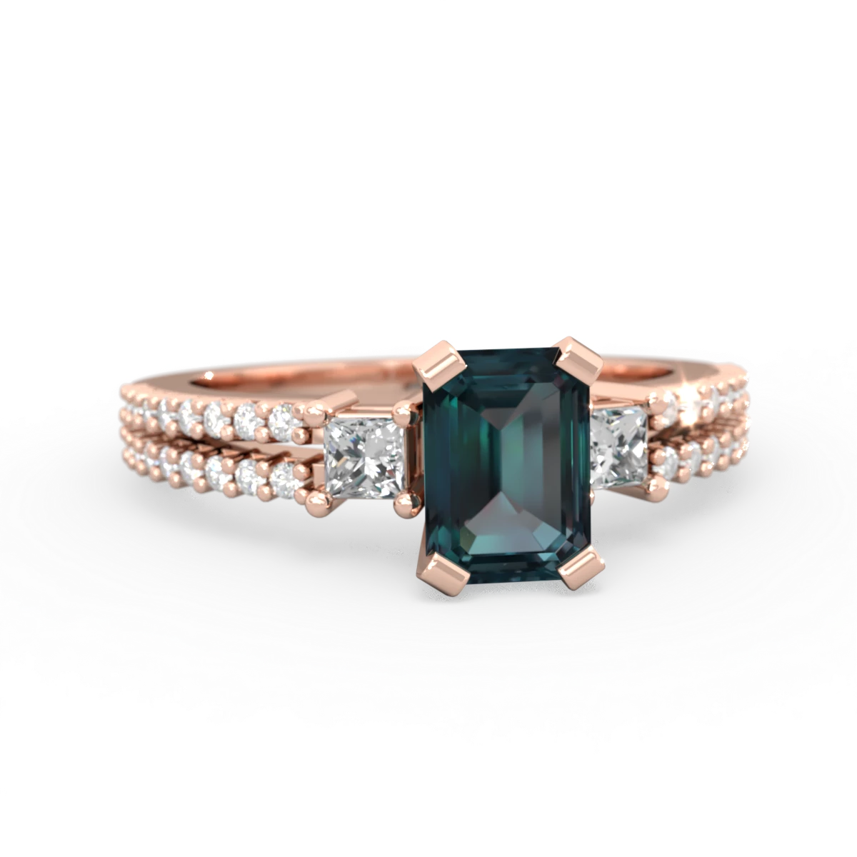 Alexandrite Classic 7X5mm Emerald-Cut Engagement 14K Rose Gold ring R26437EM