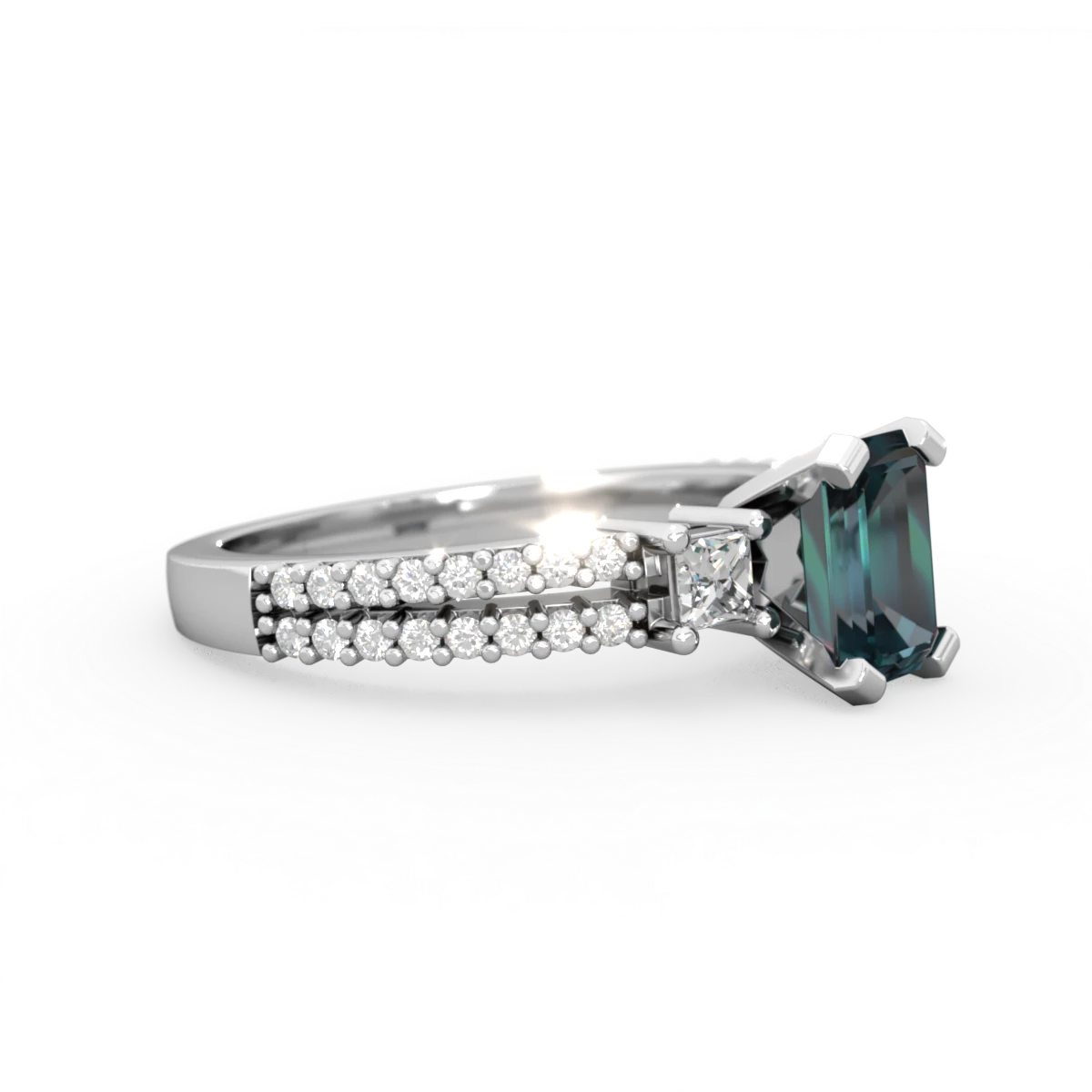 Alexandrite Classic 7X5mm Emerald-Cut Engagement 14K White Gold ring R26437EM