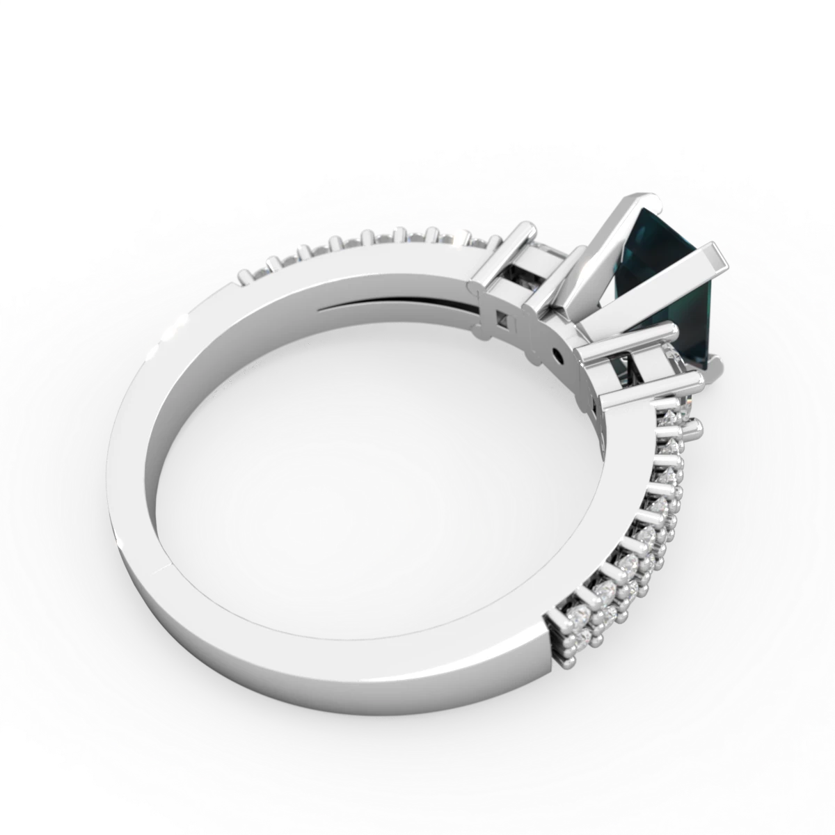 Alexandrite Classic 7X5mm Emerald-Cut Engagement 14K White Gold ring R26437EM