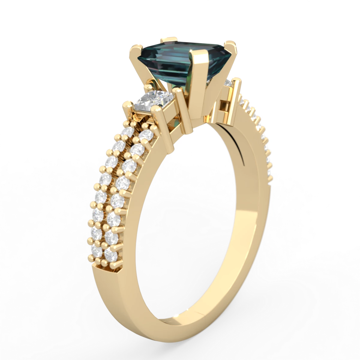 Alexandrite Classic 7X5mm Emerald-Cut Engagement 14K Yellow Gold ring R26437EM