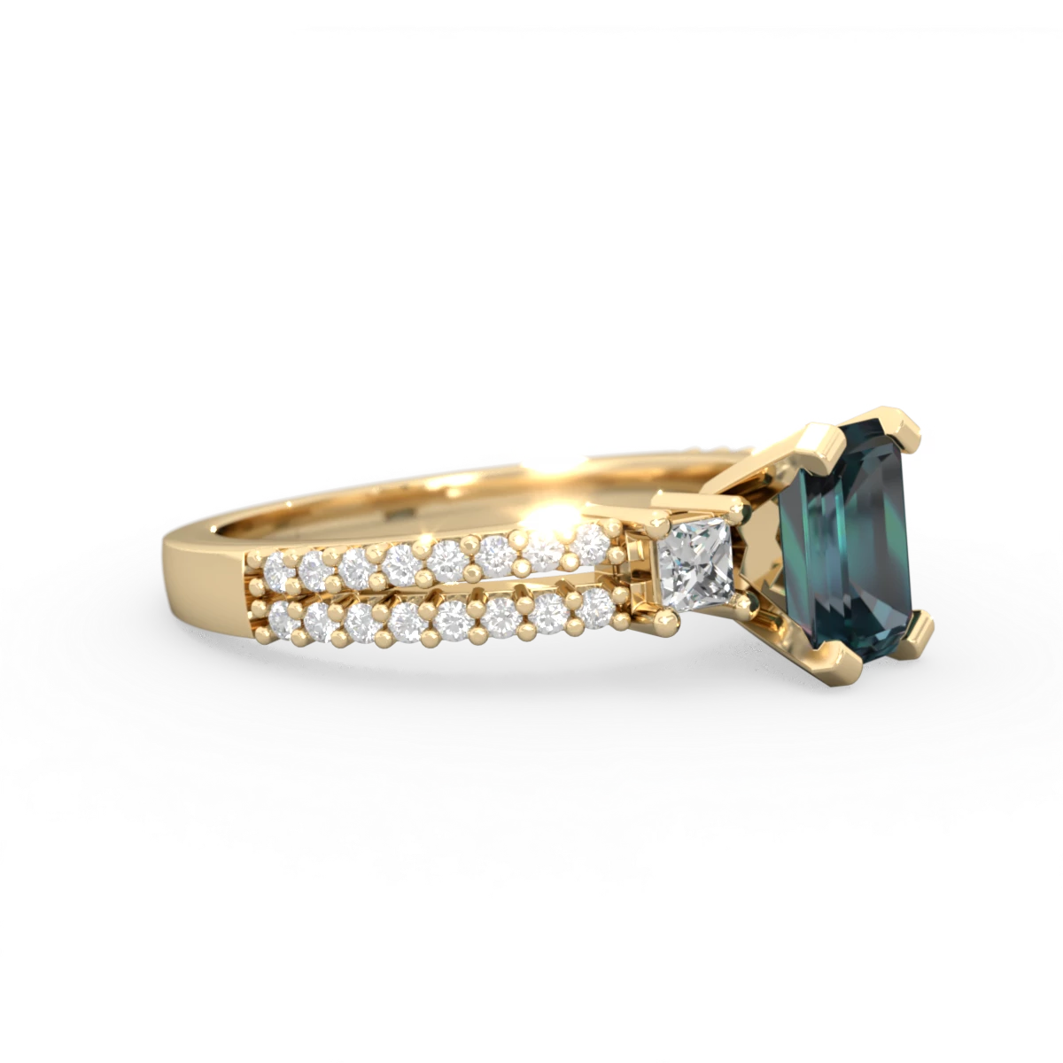 Alexandrite Classic 7X5mm Emerald-Cut Engagement 14K Yellow Gold ring R26437EM