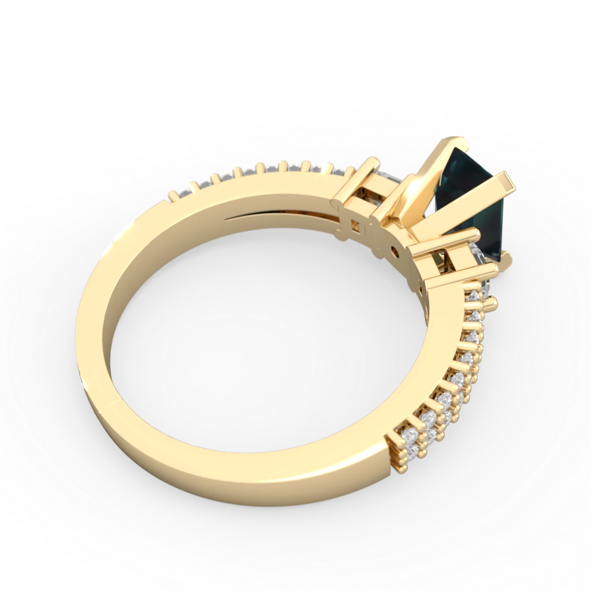 Alexandrite Classic 7X5mm Emerald-Cut Engagement 14K Yellow Gold ring R26437EM