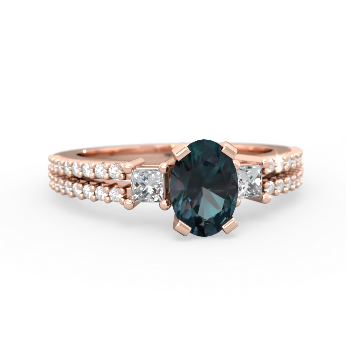 Alexandrite Classic 7X5mm Oval Engagement 14K Rose Gold ring R26437VL