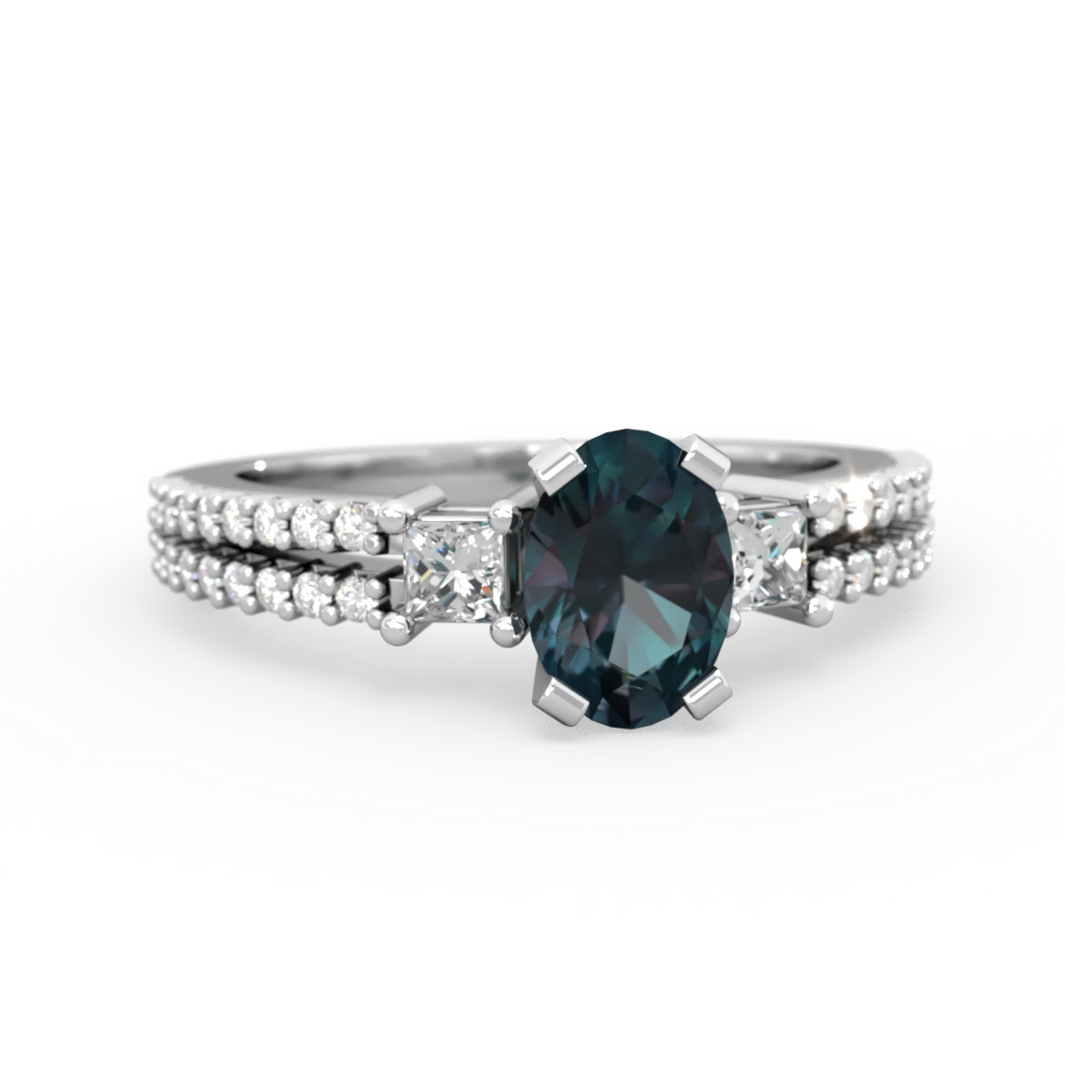 Alexandrite Classic 7X5mm Oval Engagement 14K White Gold ring R26437VL