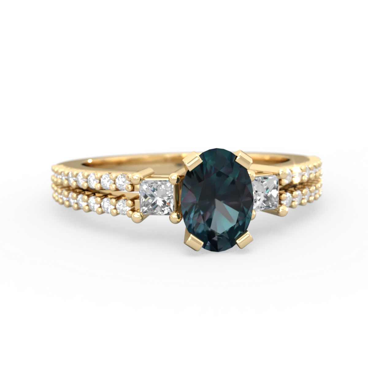 Alexandrite Classic 7X5mm Oval Engagement 14K Yellow Gold ring R26437VL