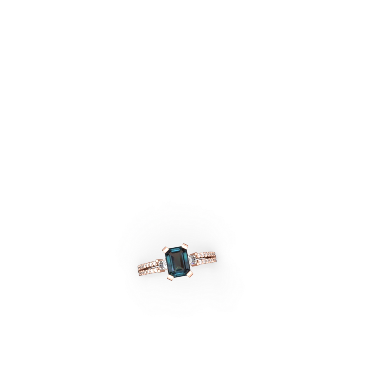 Alexandrite Classic 8X6mm Emerald-Cut Engagement 14K Rose Gold ring R26438EM