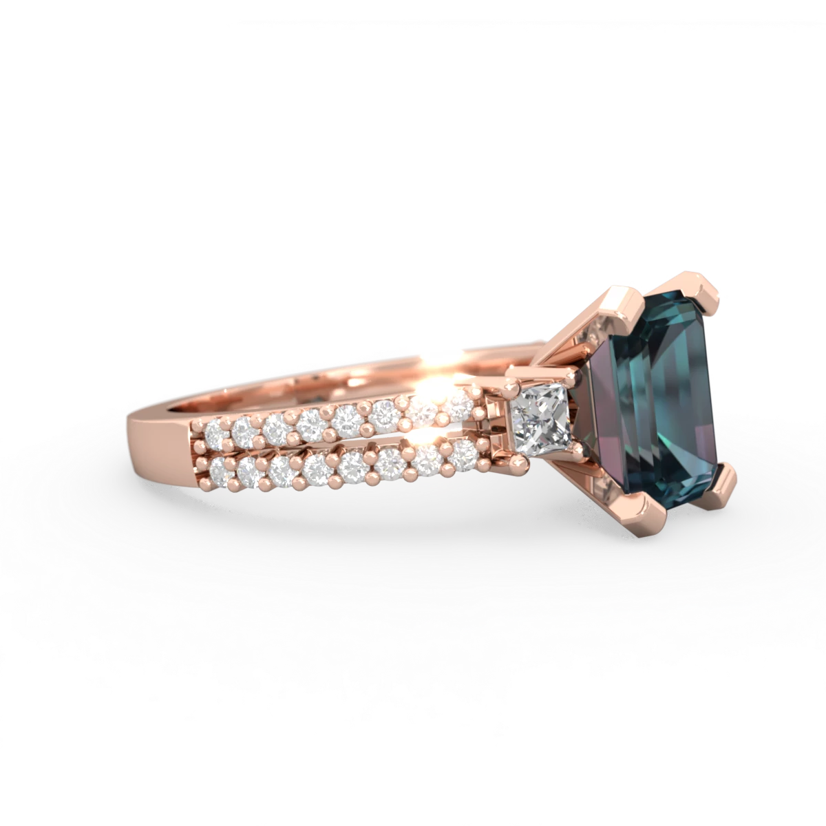 Alexandrite Classic 8X6mm Emerald-Cut Engagement 14K Rose Gold ring R26438EM