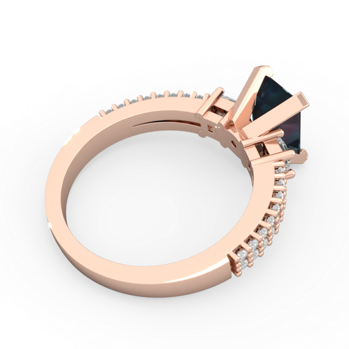 Alexandrite Classic 8X6mm Emerald-Cut Engagement 14K Rose Gold ring R26438EM