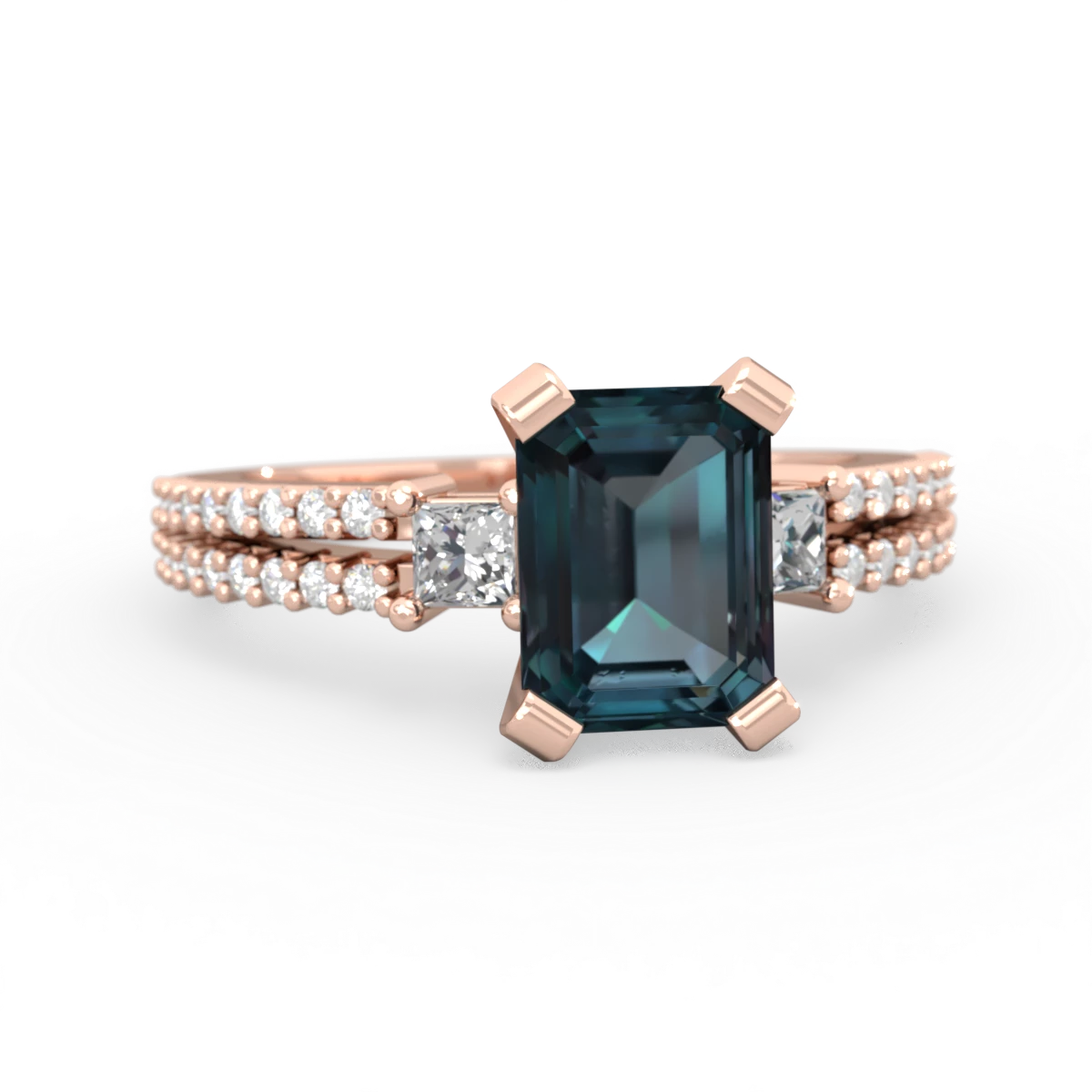 Alexandrite Classic 8X6mm Emerald-Cut Engagement 14K Rose Gold ring R26438EM