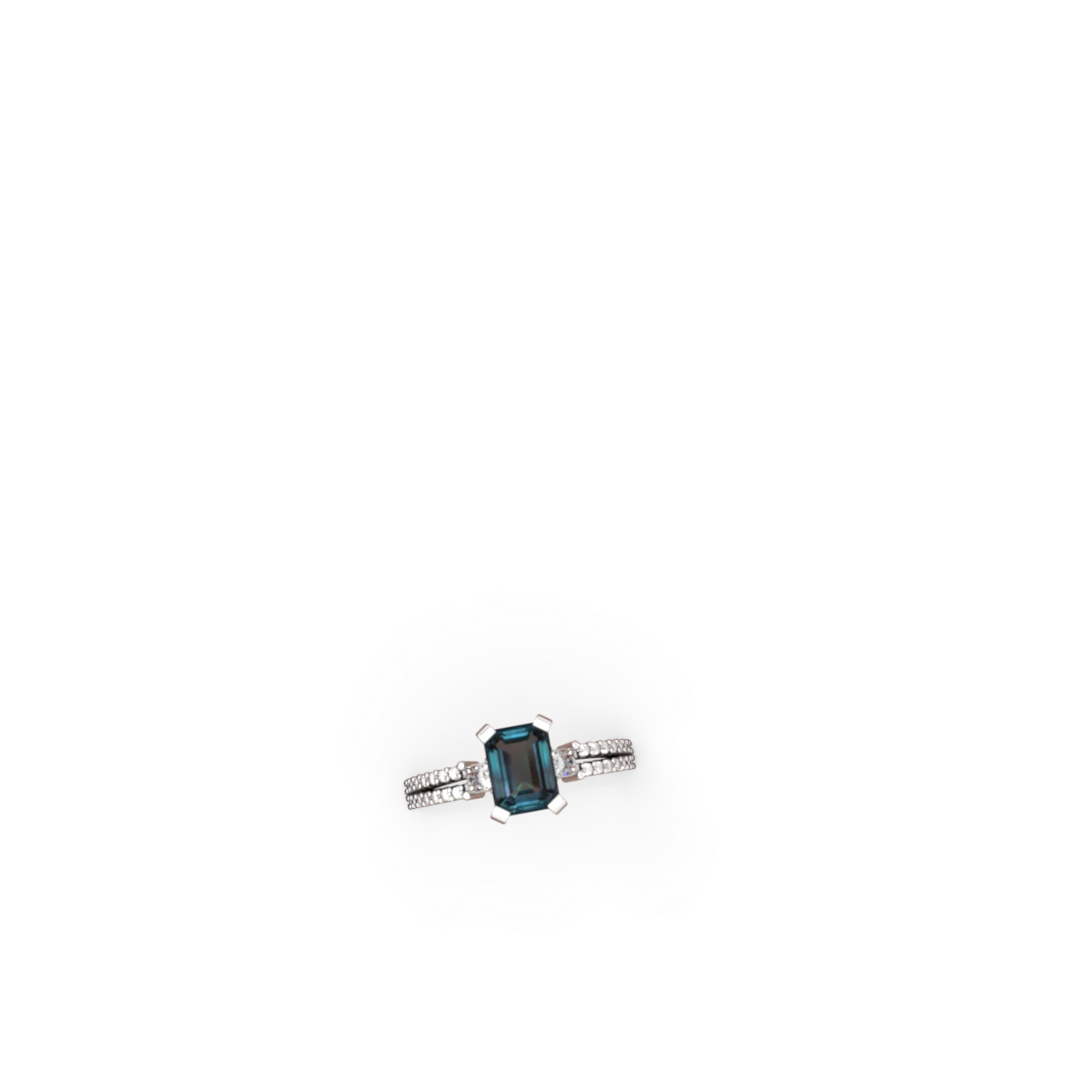 Alexandrite Classic 8X6mm Emerald-Cut Engagement 14K White Gold ring R26438EM