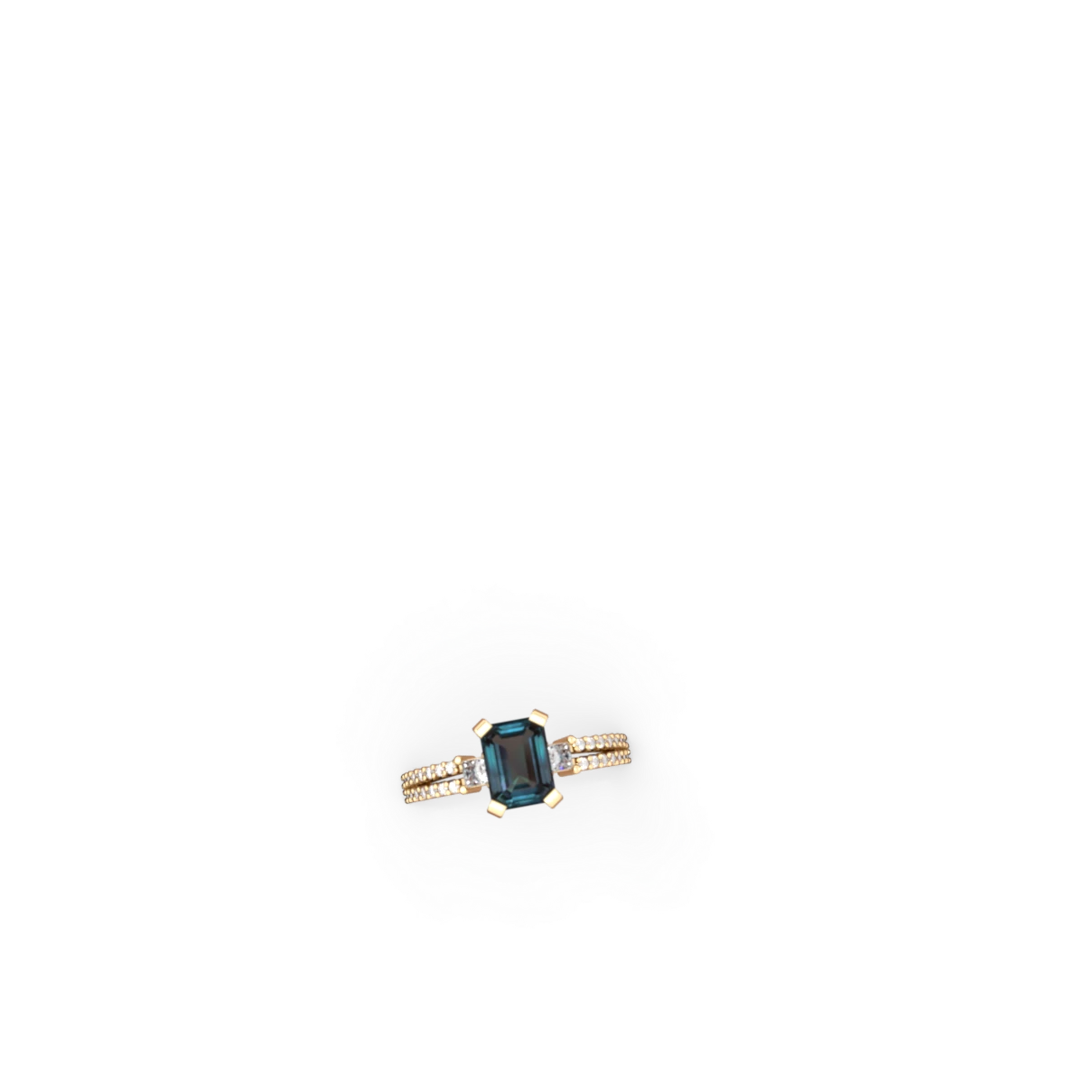 Alexandrite Classic 8X6mm Emerald-Cut Engagement 14K Yellow Gold ring R26438EM