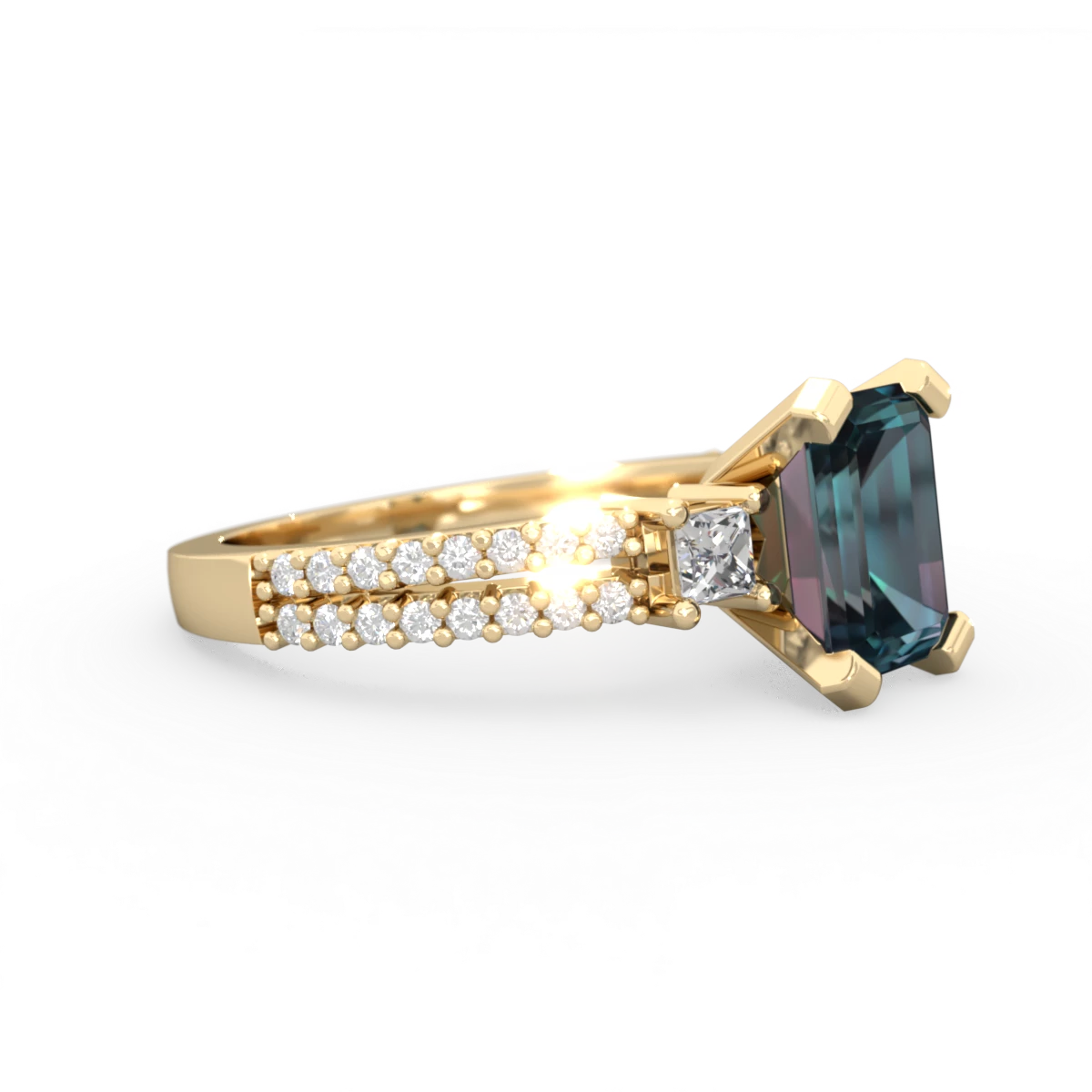 Alexandrite Classic 8X6mm Emerald-Cut Engagement 14K Yellow Gold ring R26438EM