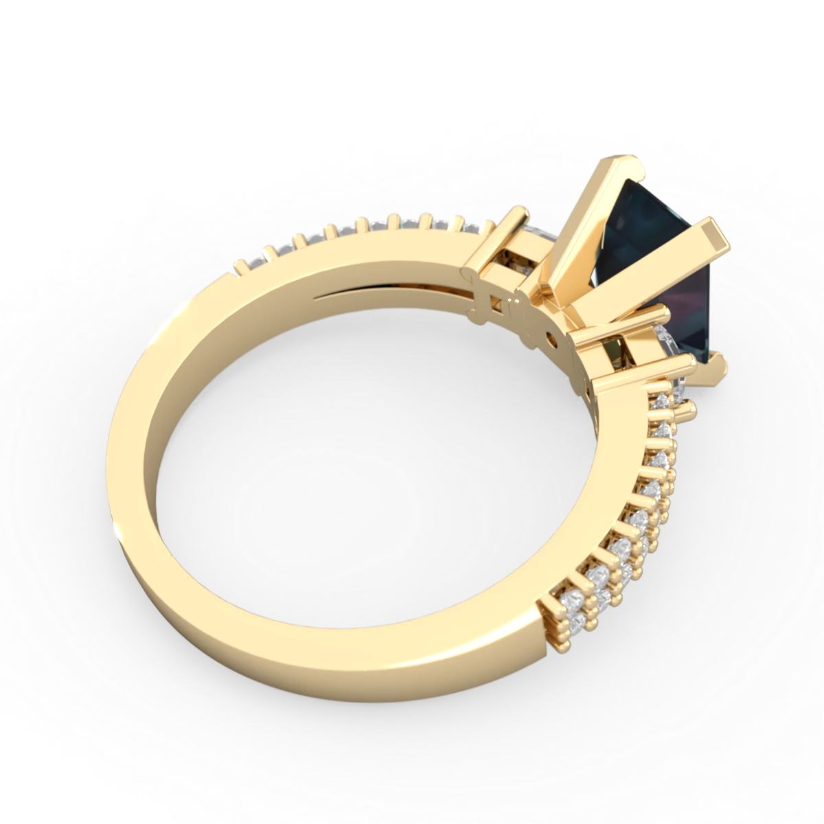 Alexandrite Classic 8X6mm Emerald-Cut Engagement 14K Yellow Gold ring R26438EM