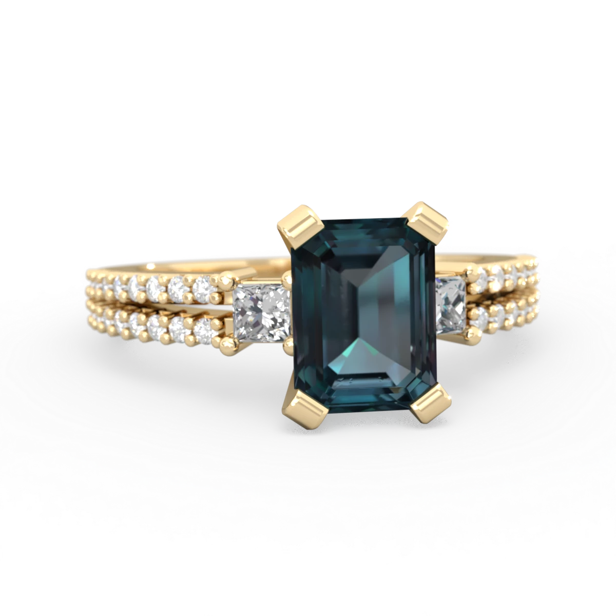 Alexandrite Classic 8X6mm Emerald-Cut Engagement 14K Yellow Gold ring R26438EM