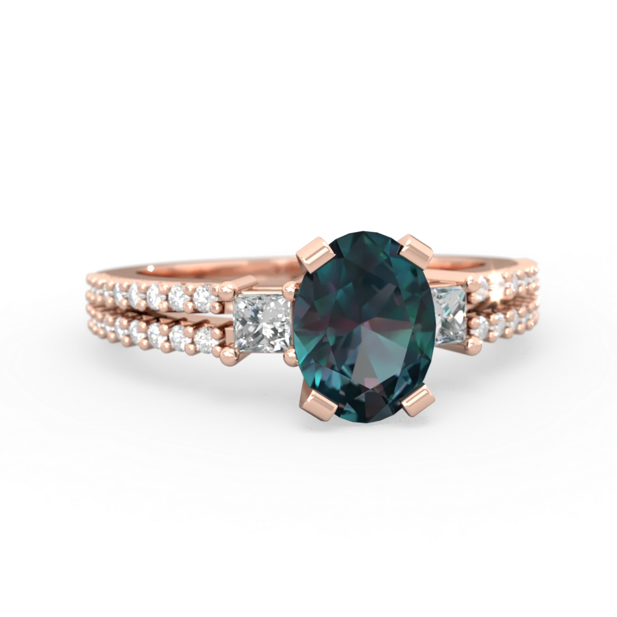 Alexandrite Classic 8X6mm Oval Engagement 14K Rose Gold ring R26438VL