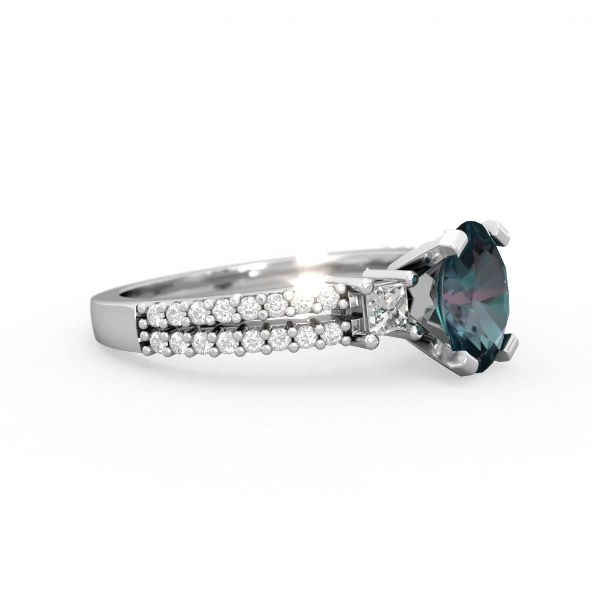 Alexandrite Classic 8X6mm Oval Engagement 14K White Gold ring R26438VL