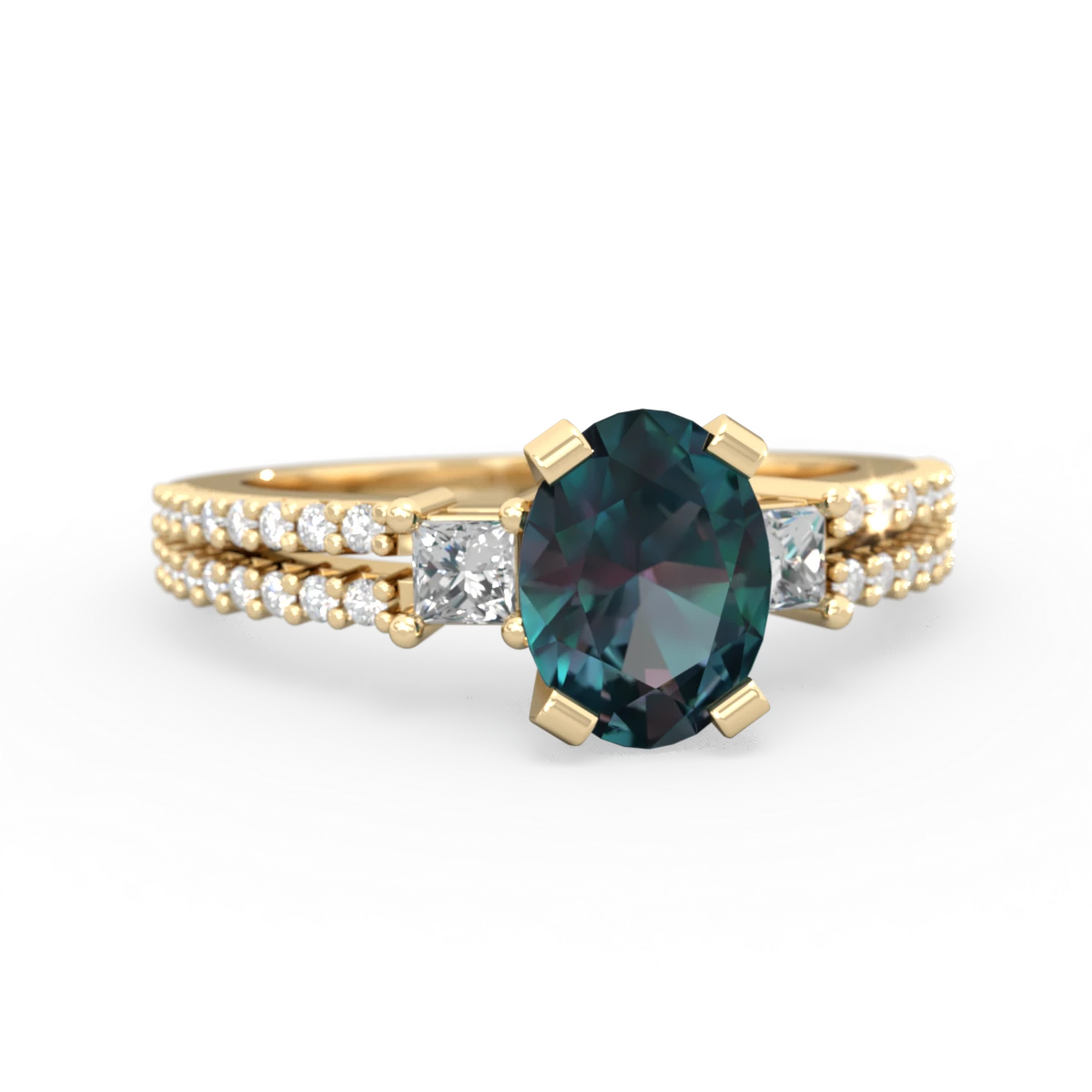 Alexandrite Classic 8X6mm Oval Engagement 14K Yellow Gold ring R26438VL