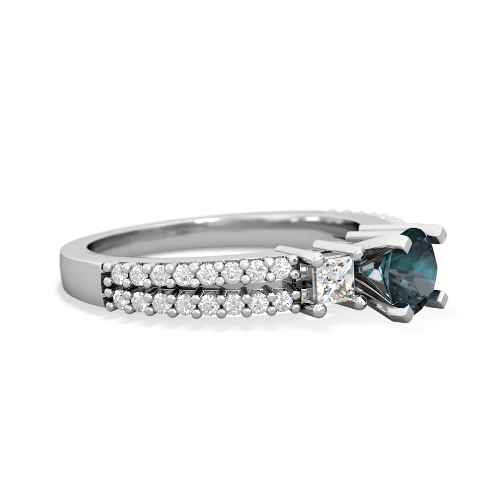 Alexandrite Classic 5Mm Round Engagement 14K White Gold ring R26435RD