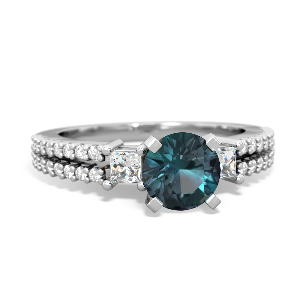 Alexandrite Classic 6Mm Round Engagement 14K White Gold ring R26436RD