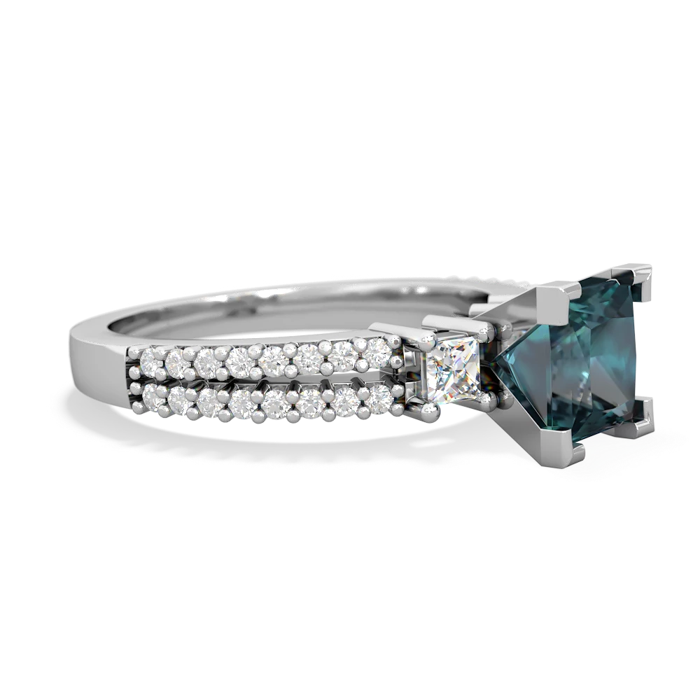 Alexandrite Classic 6Mm Princess Engagement 14K White Gold ring R26436SQ