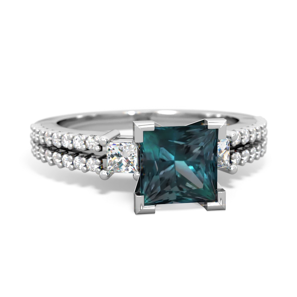 Alexandrite Classic 6Mm Princess Engagement 14K White Gold ring R26436SQ