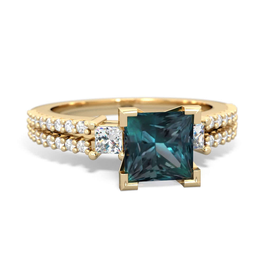 Alexandrite Classic 6Mm Princess Engagement 14K Yellow Gold ring R26436SQ