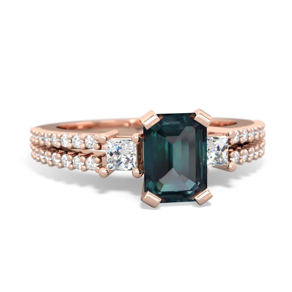 Alexandrite Classic 7X5mm Emerald-Cut Engagement 14K Rose Gold ring R26437EM