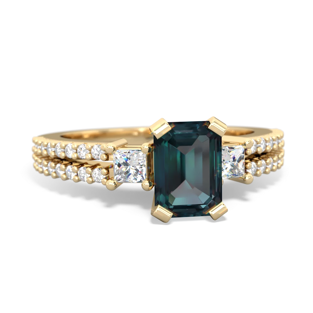 Alexandrite Classic 7X5mm Emerald-Cut Engagement 14K Yellow Gold ring R26437EM