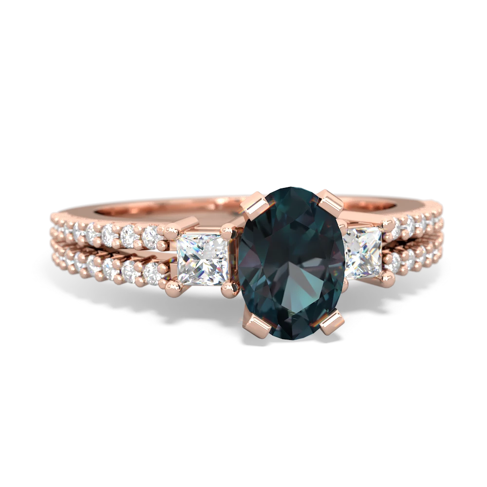 Alexandrite Classic 7X5mm Oval Engagement 14K Rose Gold ring R26437VL