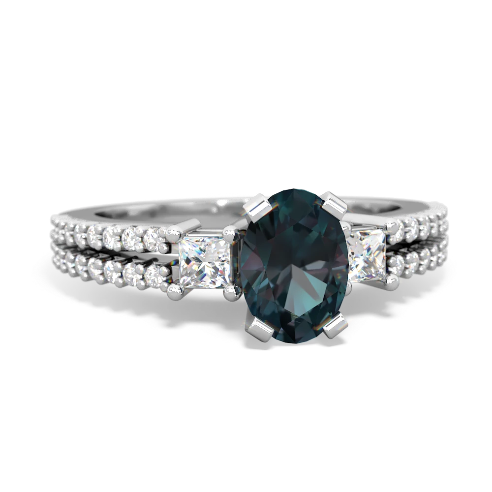 Alexandrite Classic 7X5mm Oval Engagement 14K White Gold ring R26437VL