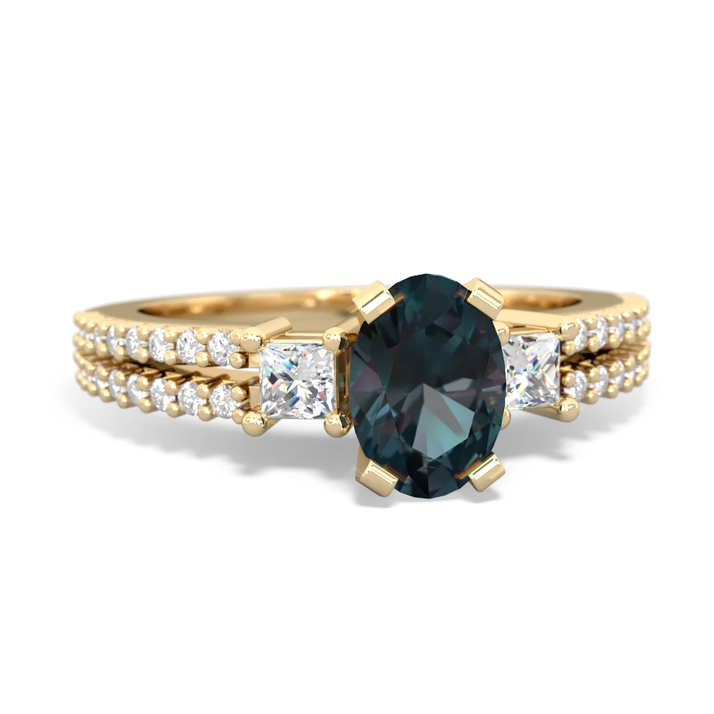 Alexandrite Classic 7X5mm Oval Engagement 14K Yellow Gold ring R26437VL