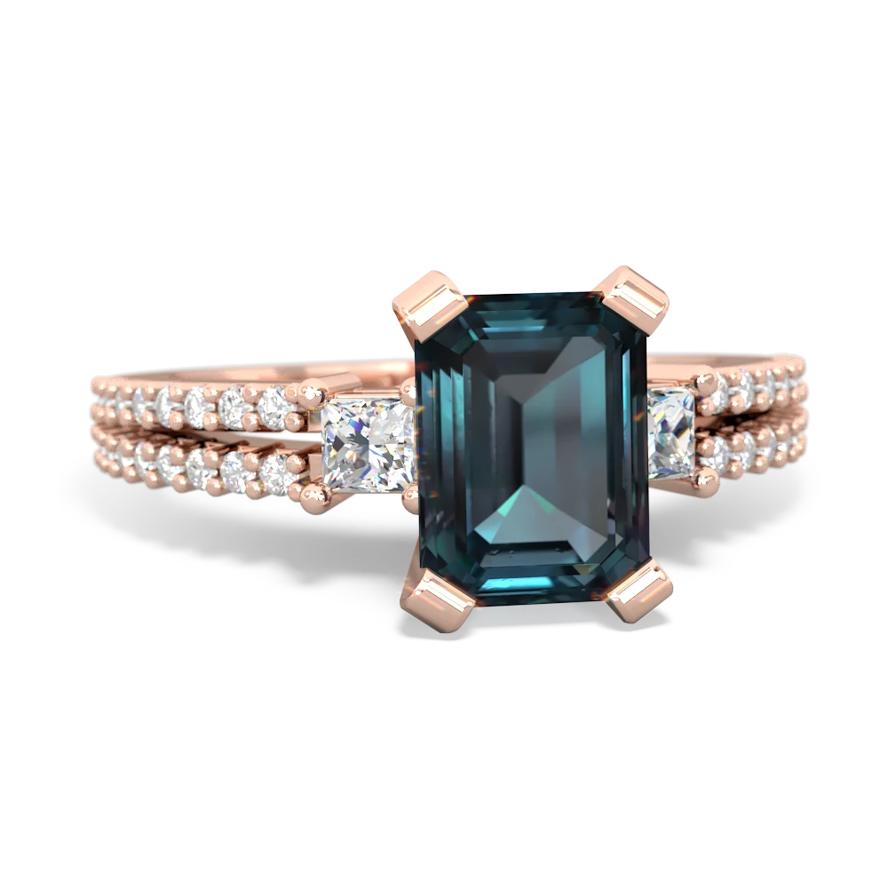 Alexandrite Classic 8X6mm Emerald-Cut Engagement 14K Rose Gold ring R26438EM