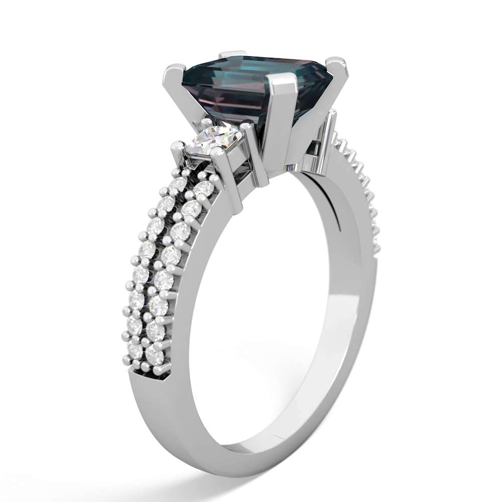 Alexandrite Classic 8X6mm Emerald-Cut Engagement 14K White Gold ring R26438EM