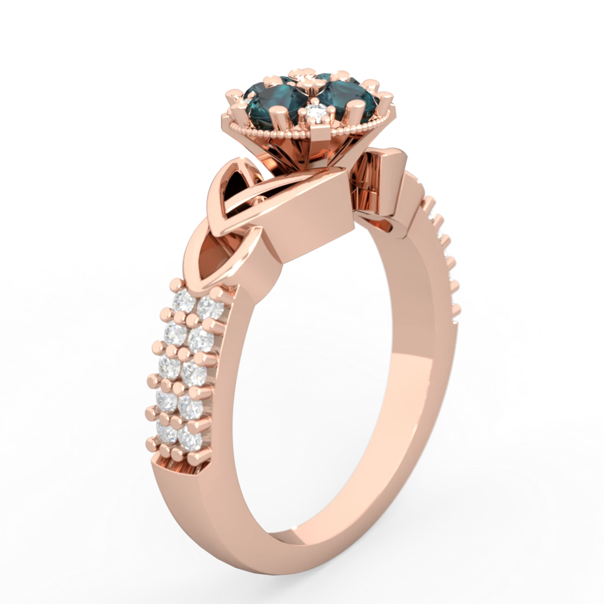 Alexandrite Celtic Knot Cluster Engagement 14K Rose Gold ring R26443RD