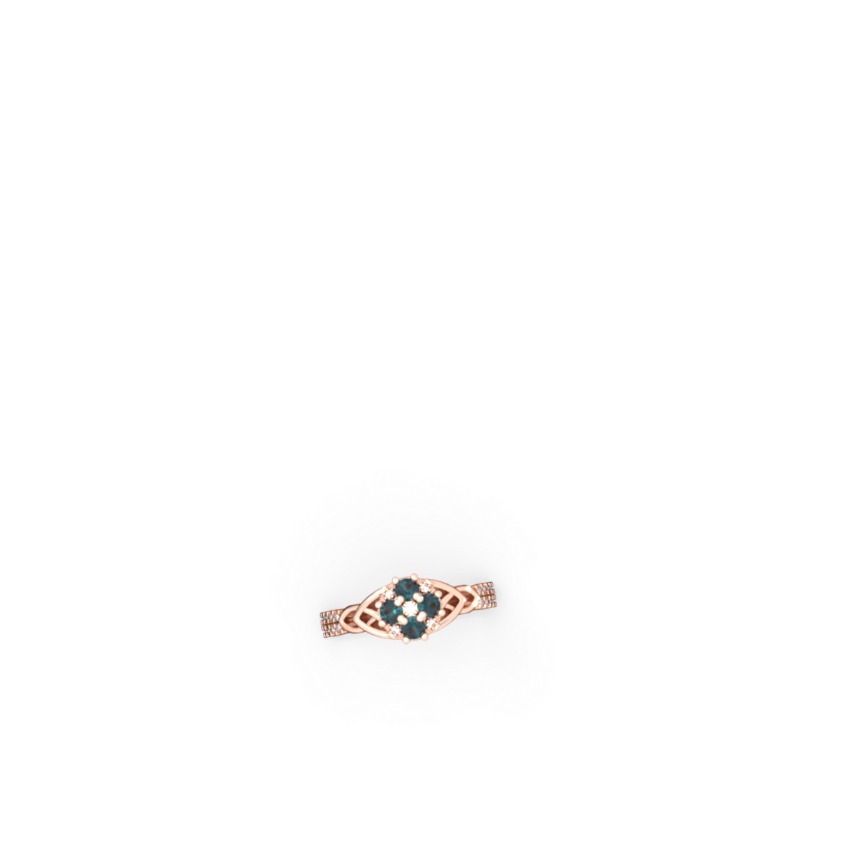 Alexandrite Celtic Knot Cluster Engagement 14K Rose Gold ring R26443RD