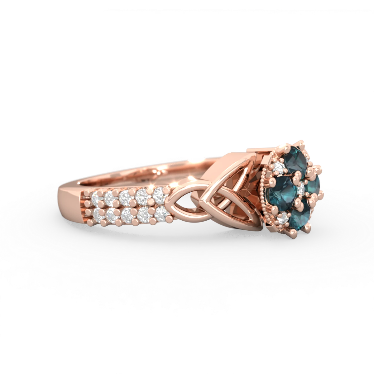Alexandrite Celtic Knot Cluster Engagement 14K Rose Gold ring R26443RD