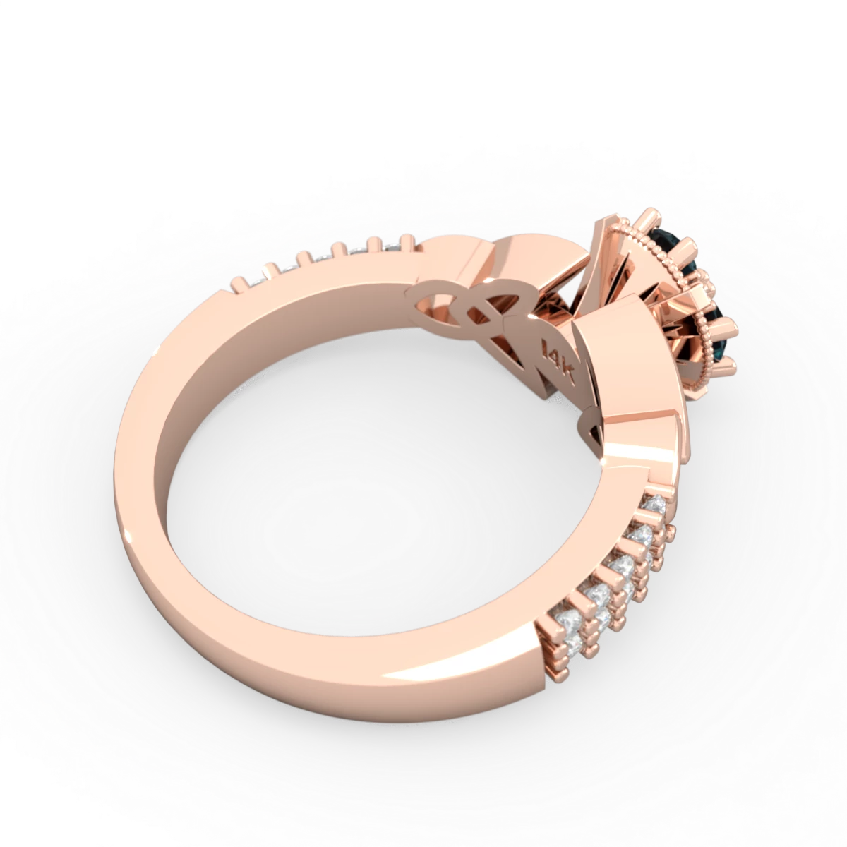 Alexandrite Celtic Knot Cluster Engagement 14K Rose Gold ring R26443RD