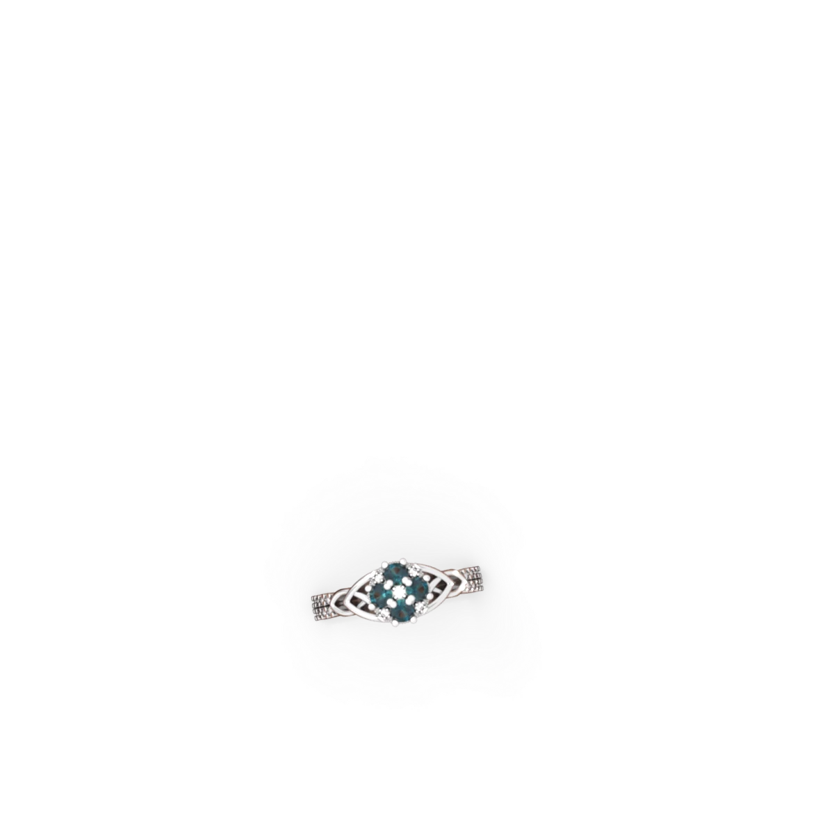 Alexandrite Celtic Knot Cluster Engagement 14K White Gold ring R26443RD