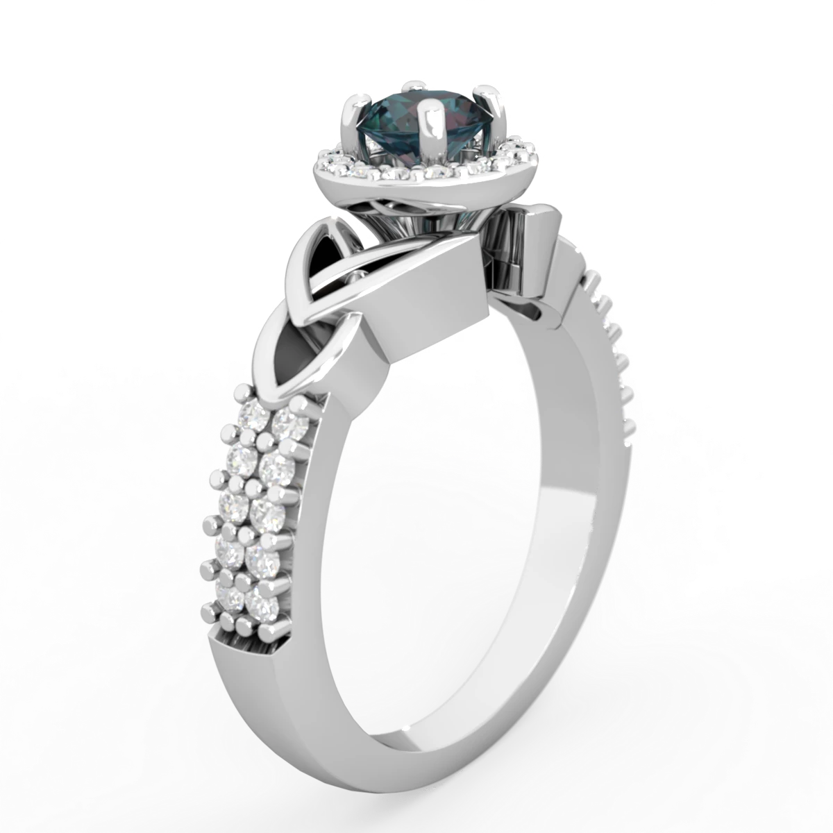 Alexandrite Celtic Knot Halo 14K White Gold ring R26445RH
