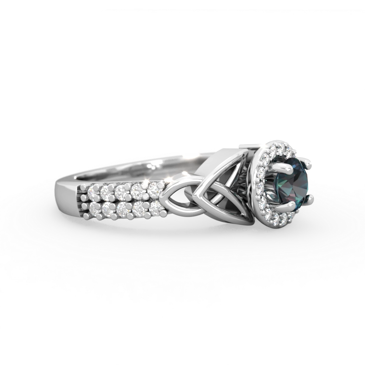 Alexandrite Celtic Knot Halo 14K White Gold ring R26445RH