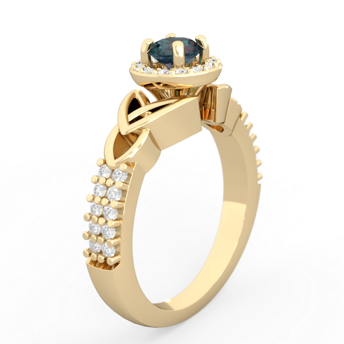 Alexandrite Celtic Knot Halo 14K Yellow Gold ring R26445RH