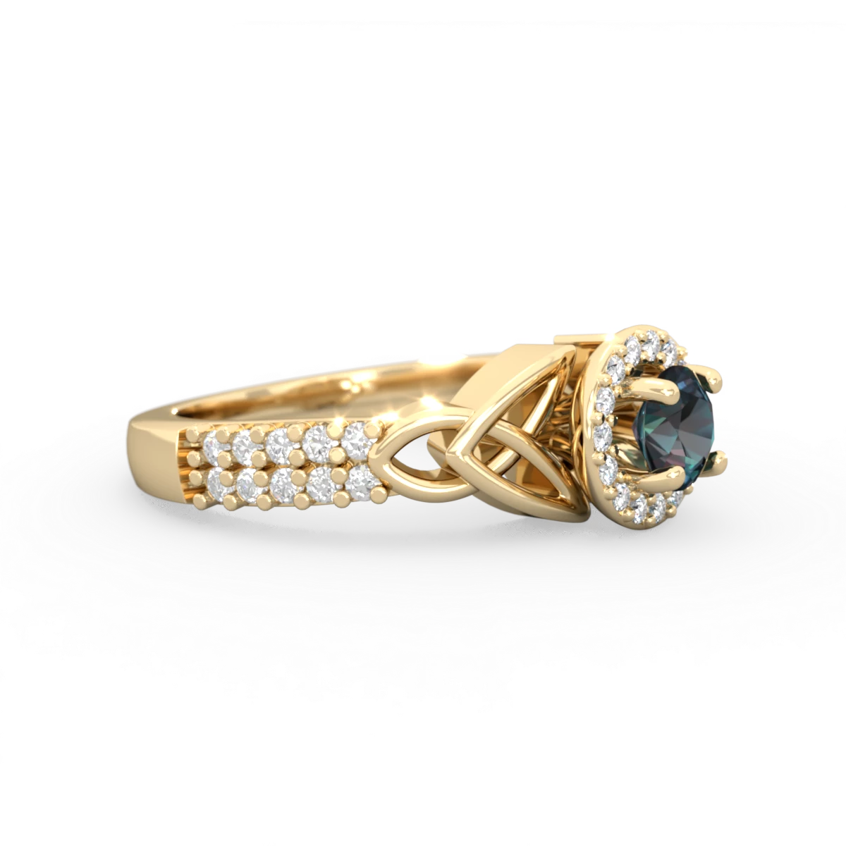 Alexandrite Celtic Knot Halo 14K Yellow Gold ring R26445RH