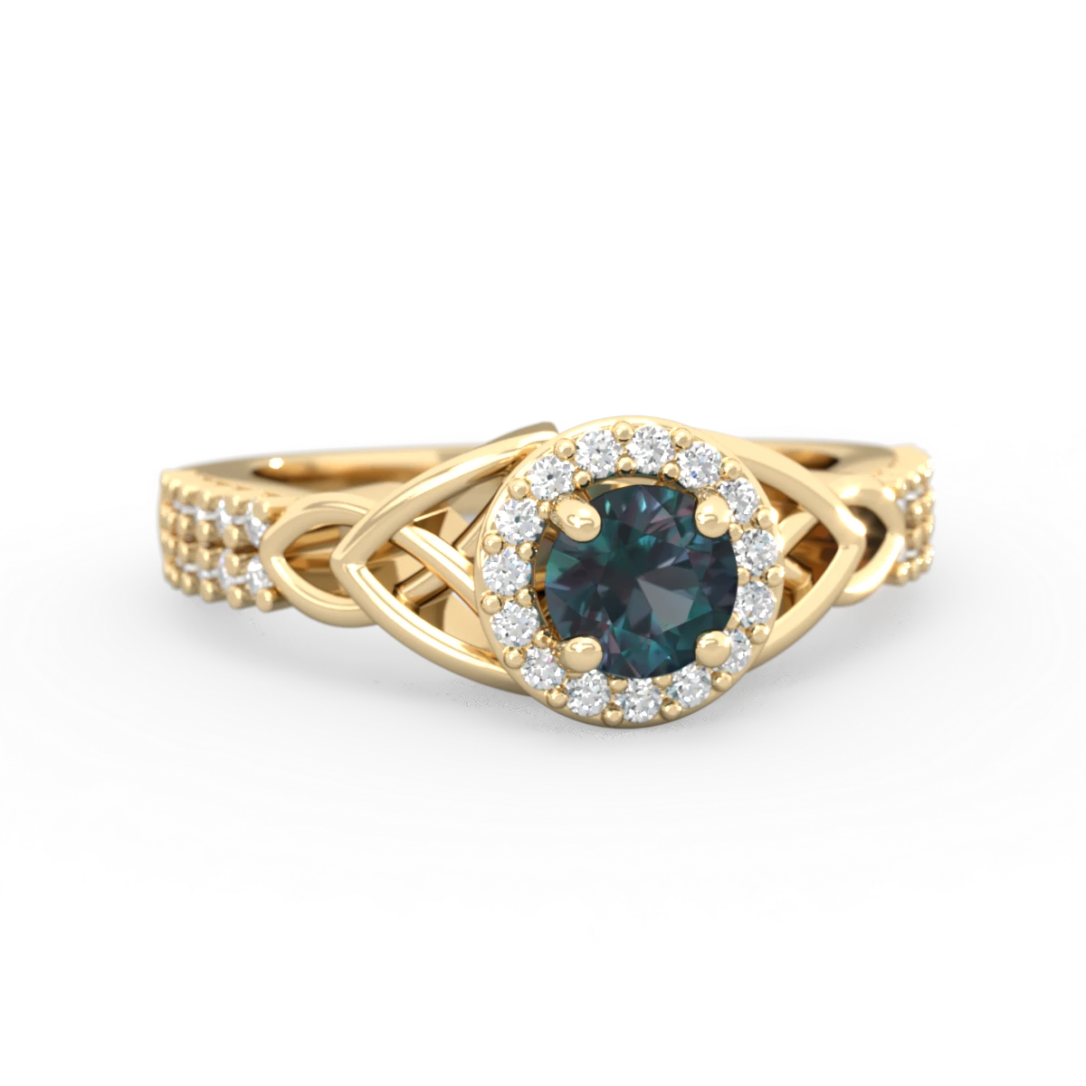 Alexandrite Celtic Knot Halo 14K Yellow Gold ring R26445RH