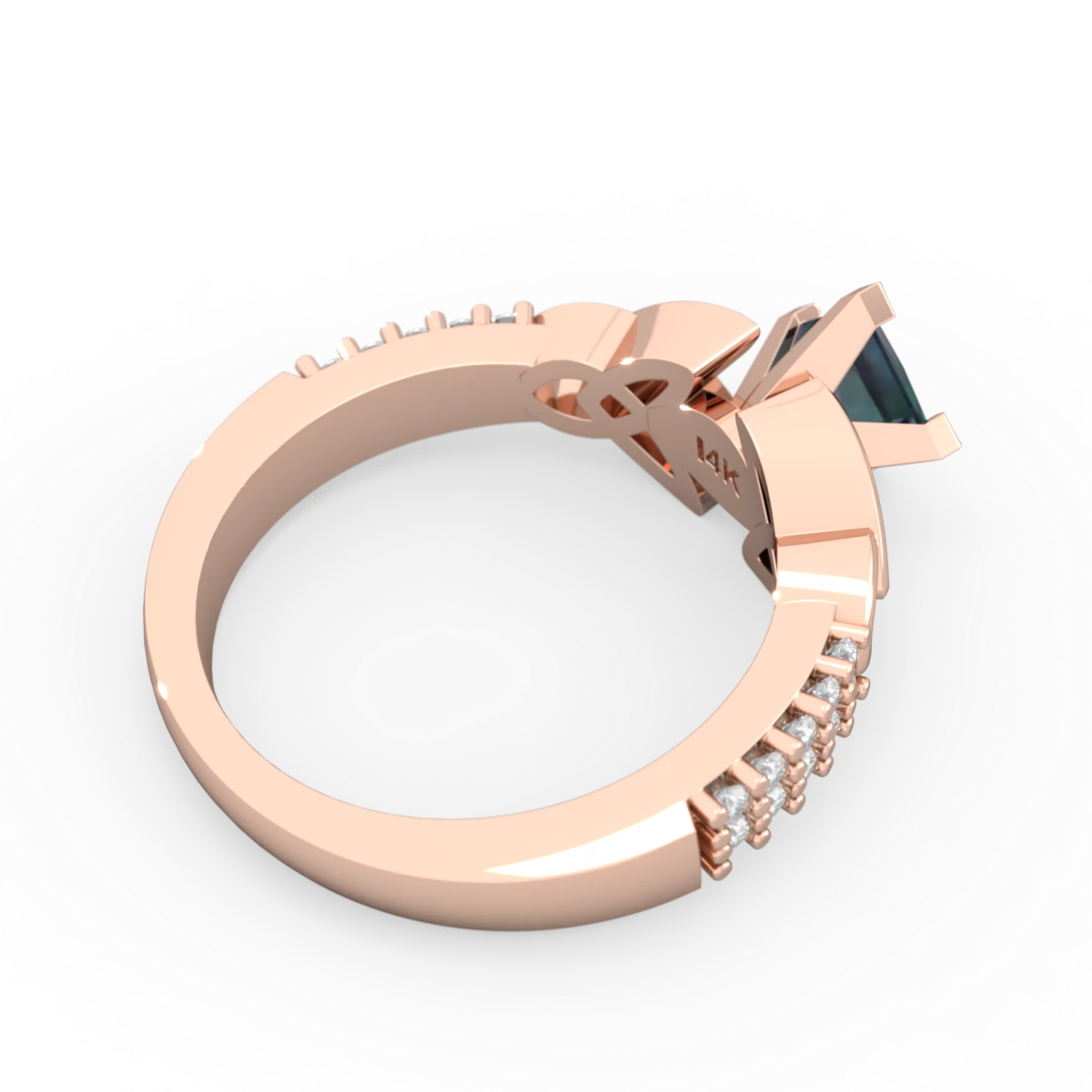 Alexandrite Celtic Knot 5Mm Square Engagement 14K Rose Gold ring R26445SQ