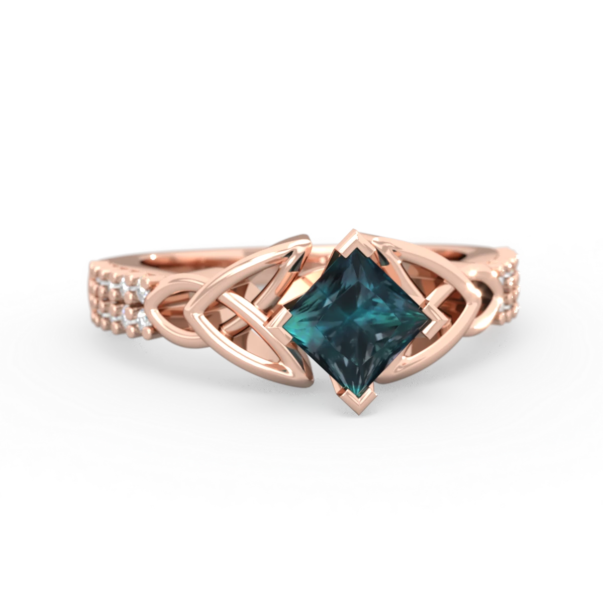 Alexandrite Celtic Knot 5Mm Square Engagement 14K Rose Gold ring R26445SQ