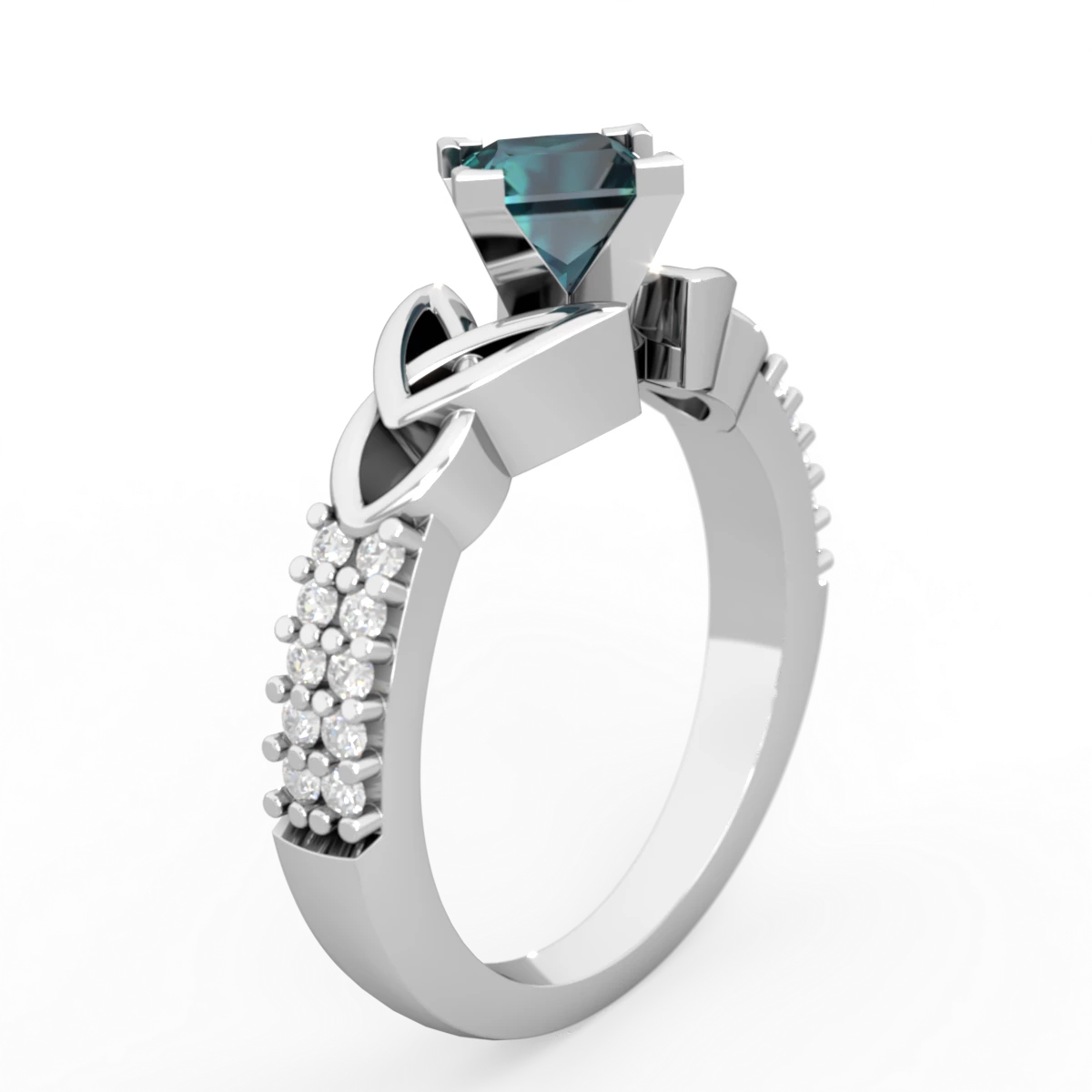 Alexandrite Celtic Knot 5Mm Square Engagement 14K White Gold ring R26445SQ