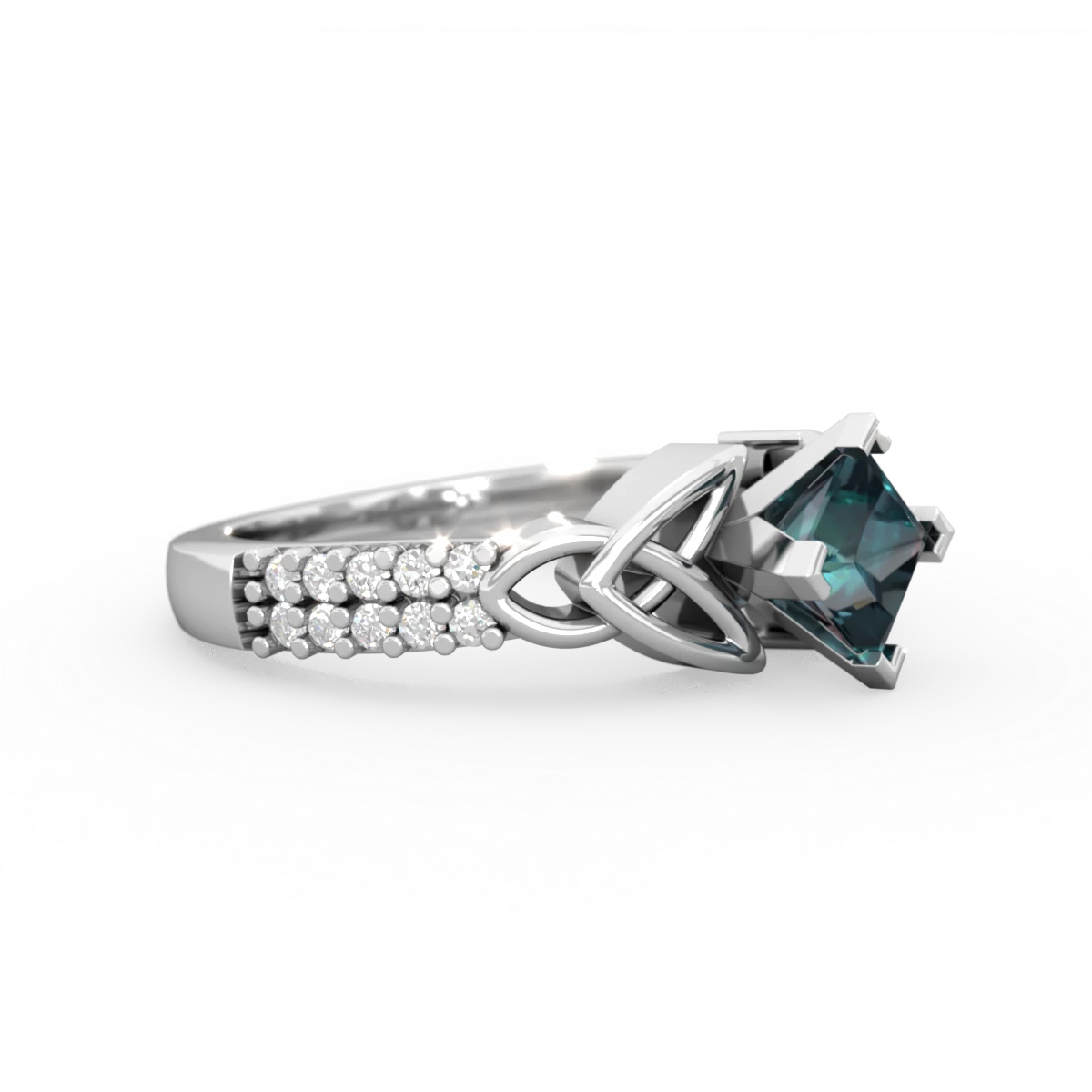 Alexandrite Celtic Knot 5Mm Square Engagement 14K White Gold ring R26445SQ